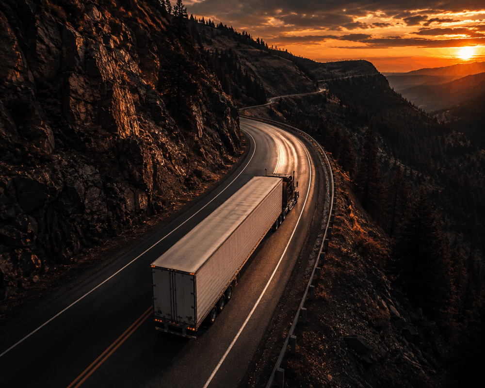 Truck Driving down a road